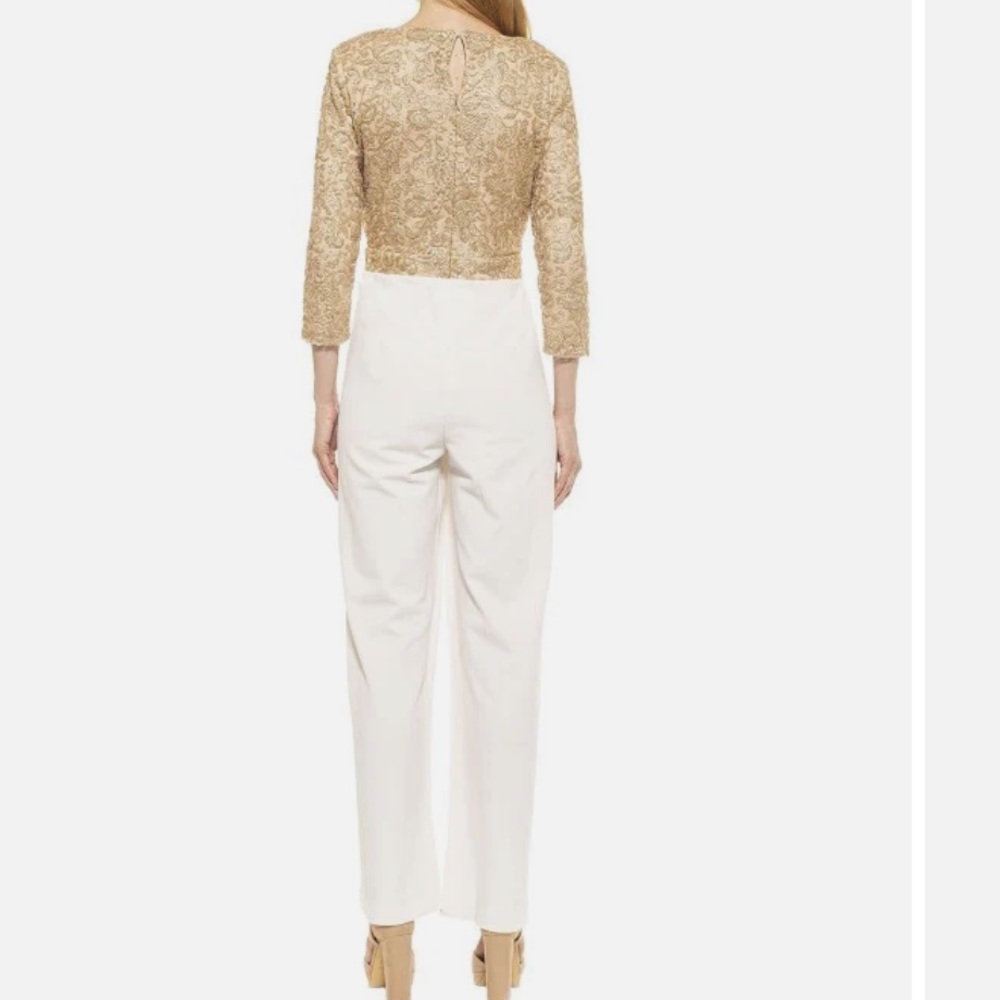 Alexia Admor Amber Jumpsuit White and Gold New With Tags Size 10 Evening Formal - Picture 3 of 8